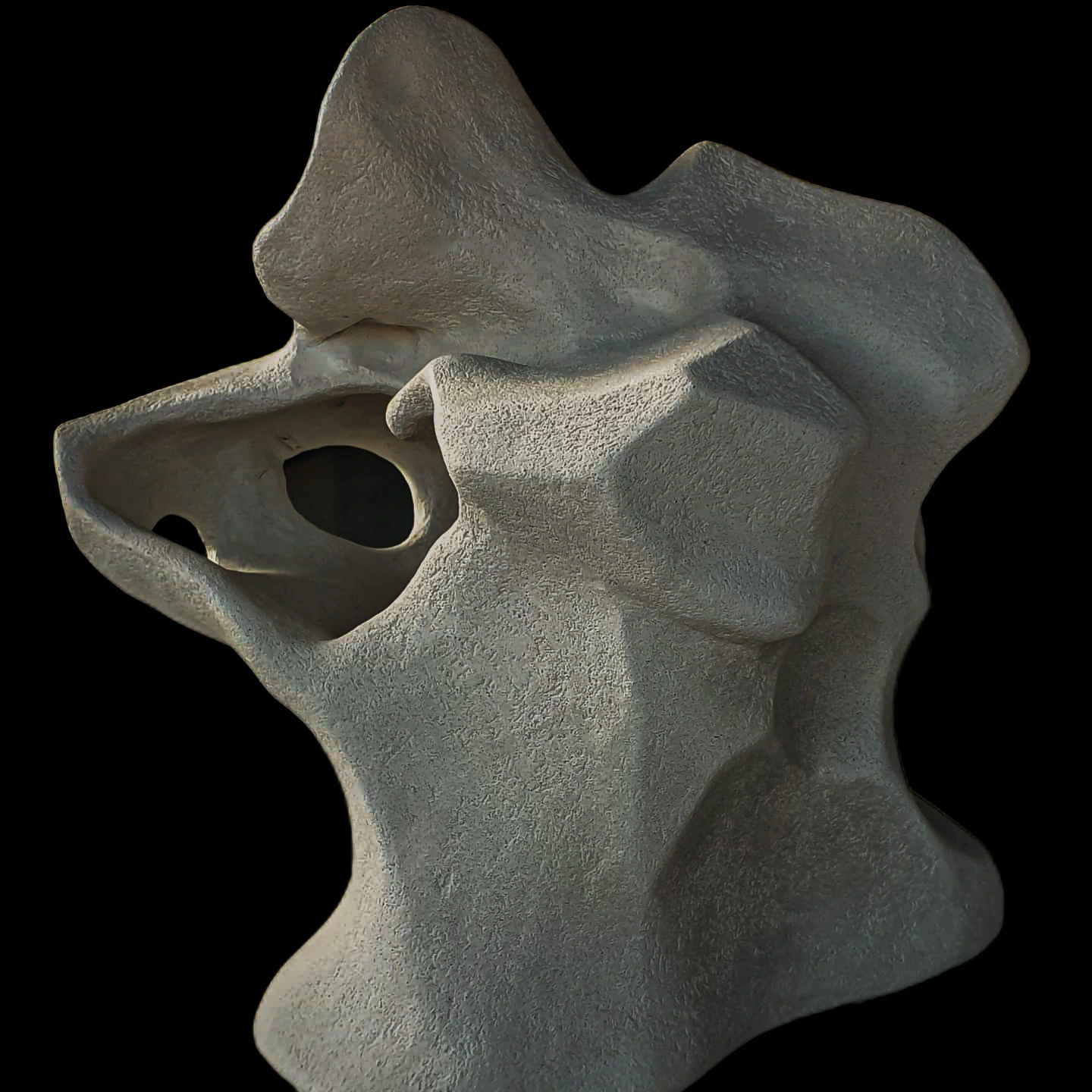 Ineffable Other, 2019, semi abstract unglazed ceramic bust, Threshold
                Exhibition, Nyisztor Gallery, 2022